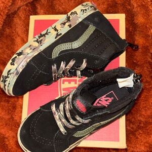 Vans Kids Black and Camo High-Top Sneakers